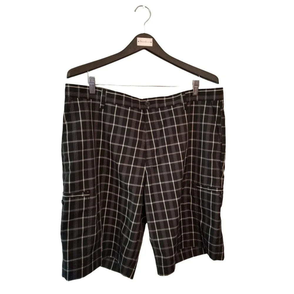 Adidas Shorts Plaid Black White Men's Size 38 Inseam 11 in